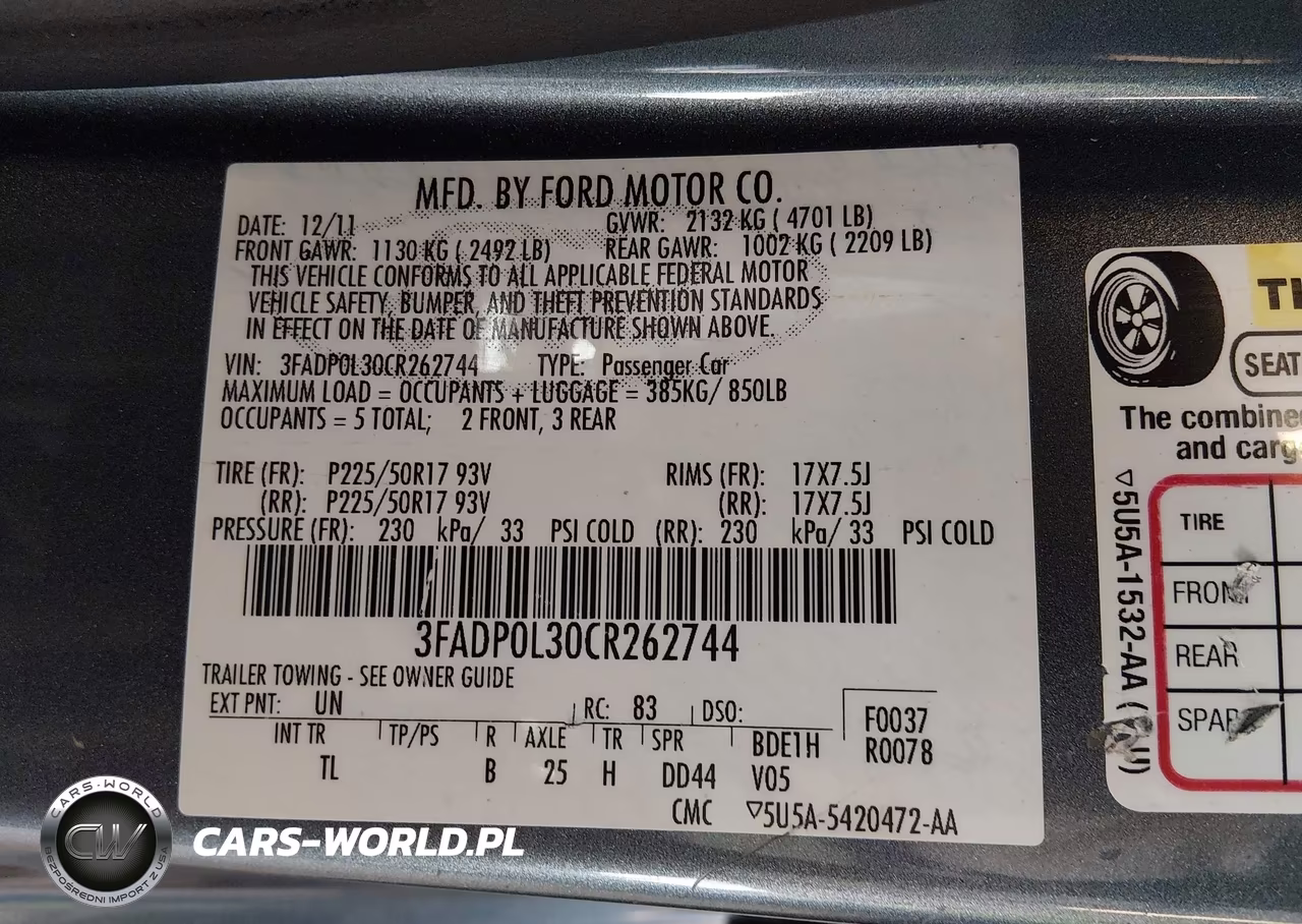 2012 Ford Fusion Hybrid VIN:3FADP0L30CR262744 - 9