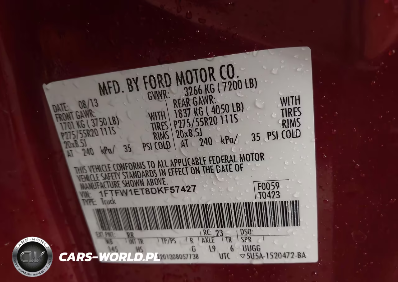2013 Ford F-150 Lariat VIN:1FTFW1ET8DKF57427 - 9