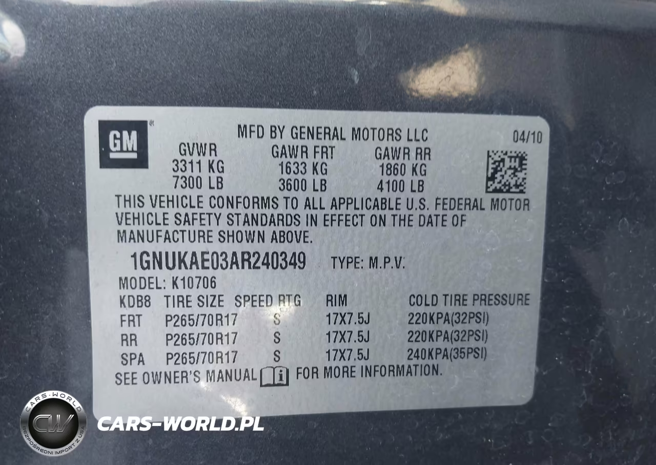 2010 Chevrolet Tahoe Ls VIN:1GNUKAE03AR240349 - 9