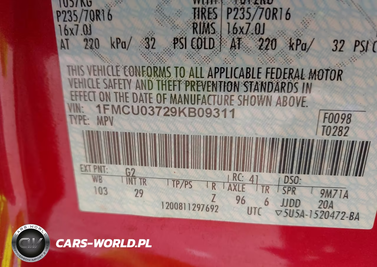 2009 Ford Escape Xlt VIN:1FMCU03729KB09311 - 9