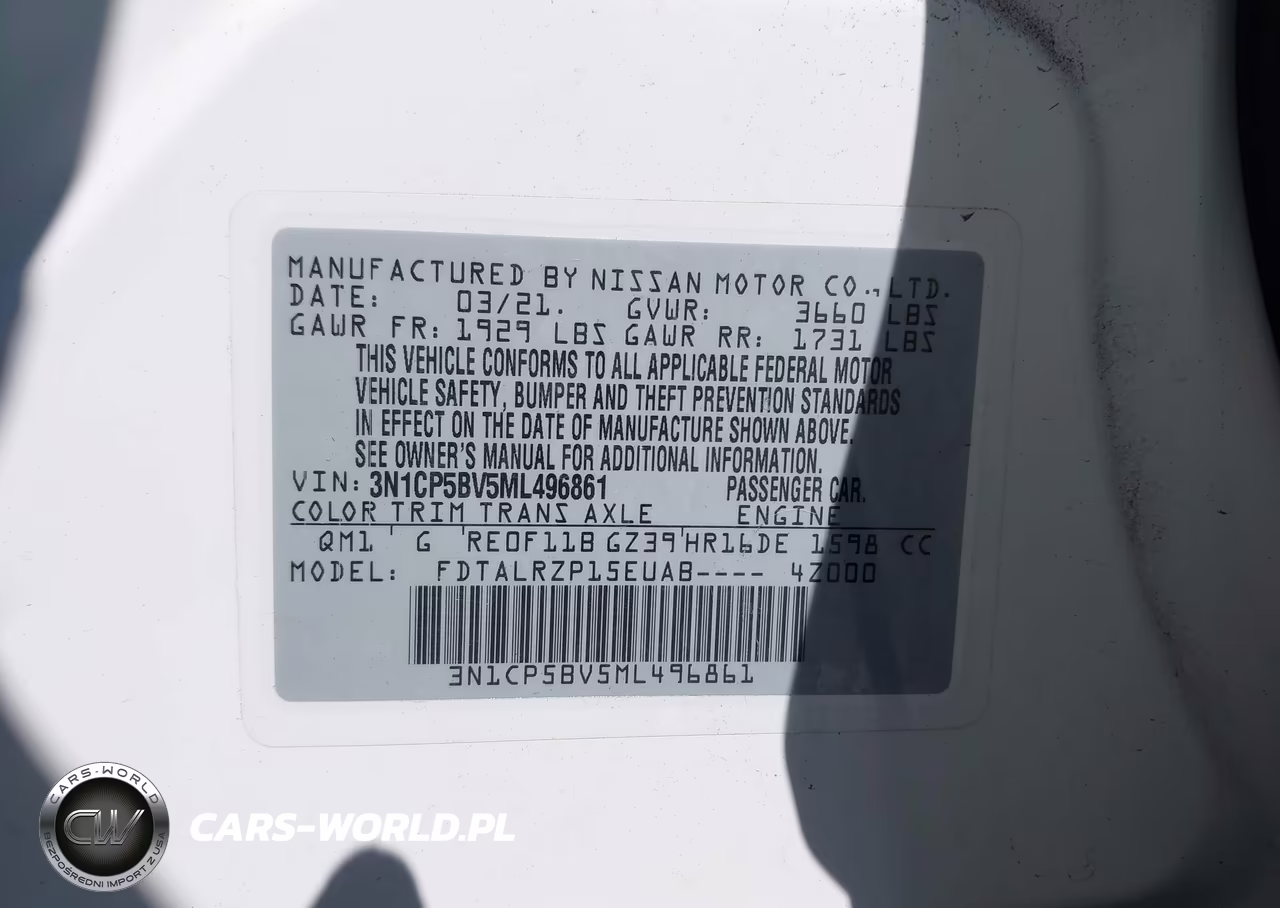 2021 Nissan Retrocesos S Xtronic Cvt VIN:3N1CP5BV5ML496861 - 9