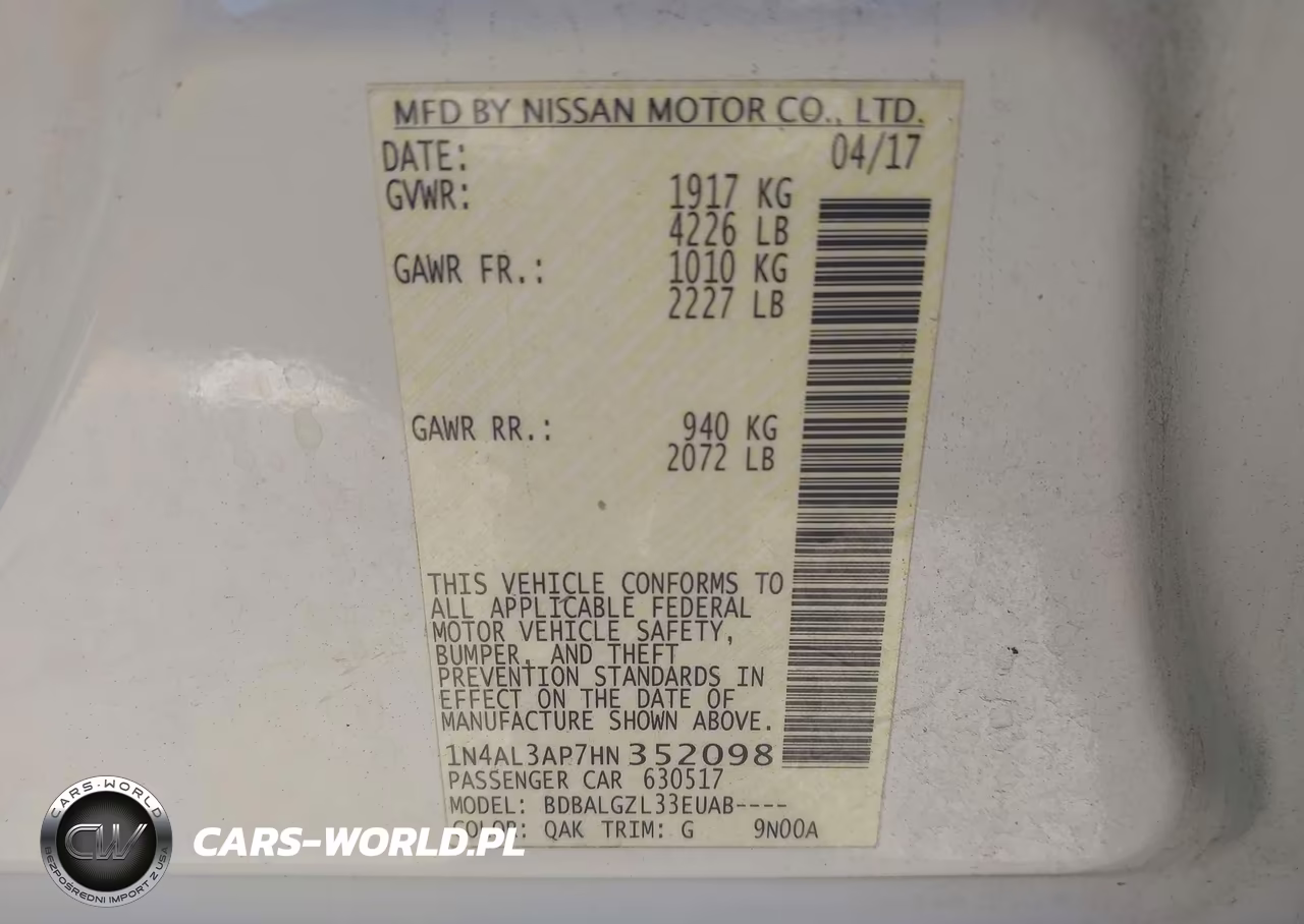2017 Nissan Altima 2.5 S VIN:1N4AL3AP7HN352098 - 9