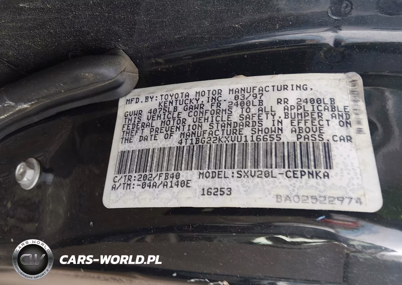 1997 Toyota Camry Le VIN:4T1BG22KXVU116655 - 9