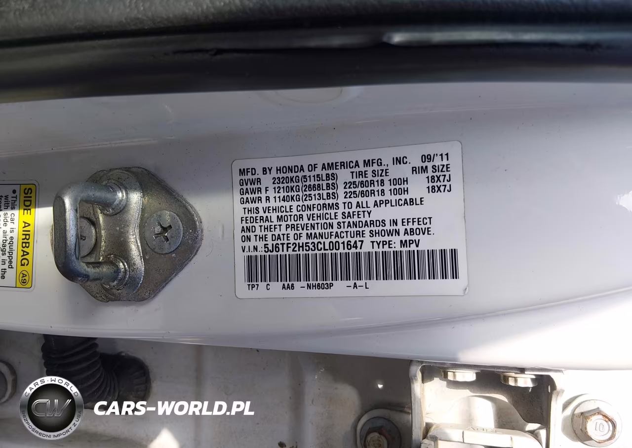 2012 Honda Crosstour Ex-L VIN:5J6TF2H53CL001647 - 9