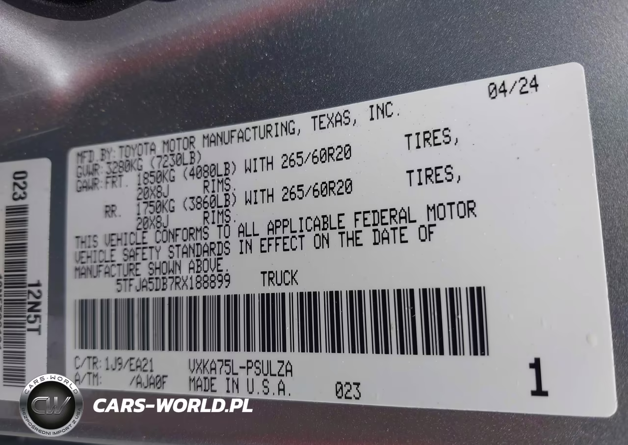 2024 Toyota Tundra Limited VIN:5TFJA5DB7RX188899 - 9