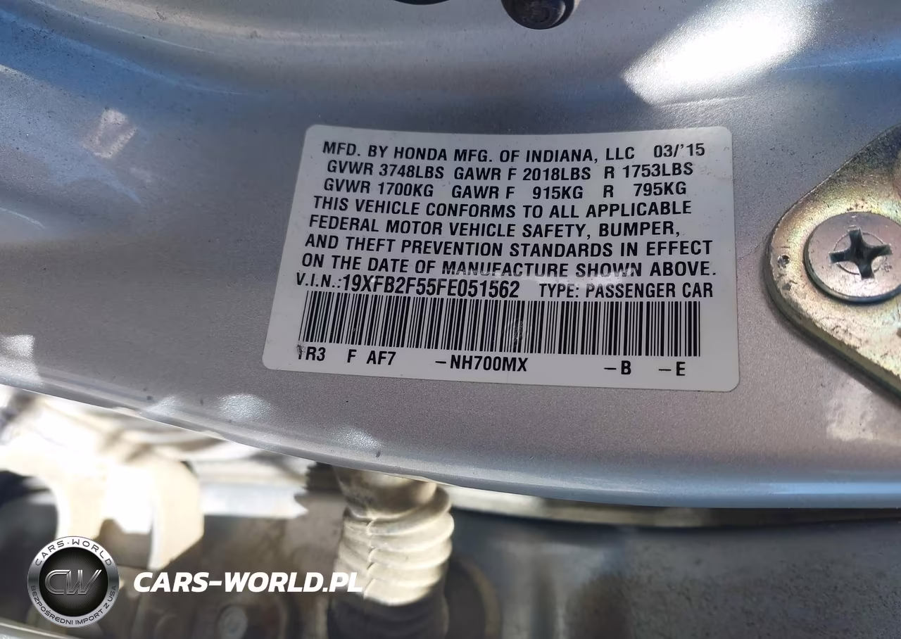 2015 Honda Civic Lx VIN:19XFB2F55FE051562 - 9
