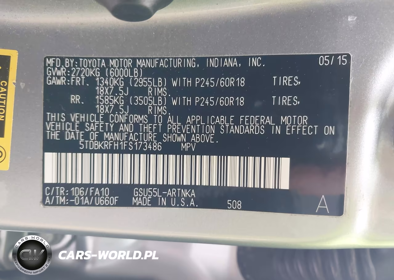 2015 Toyota Highlander Le Plus V6 VIN:5TDBKRFH1FS173486 - 9