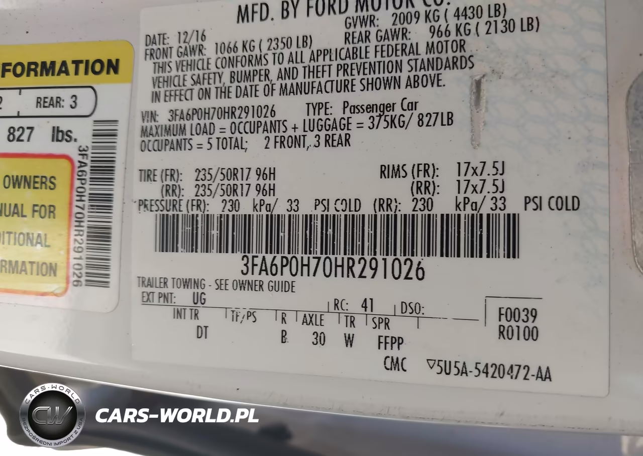 2017 Ford Fusion Se VIN:3FA6P0H70HR291026 - 9