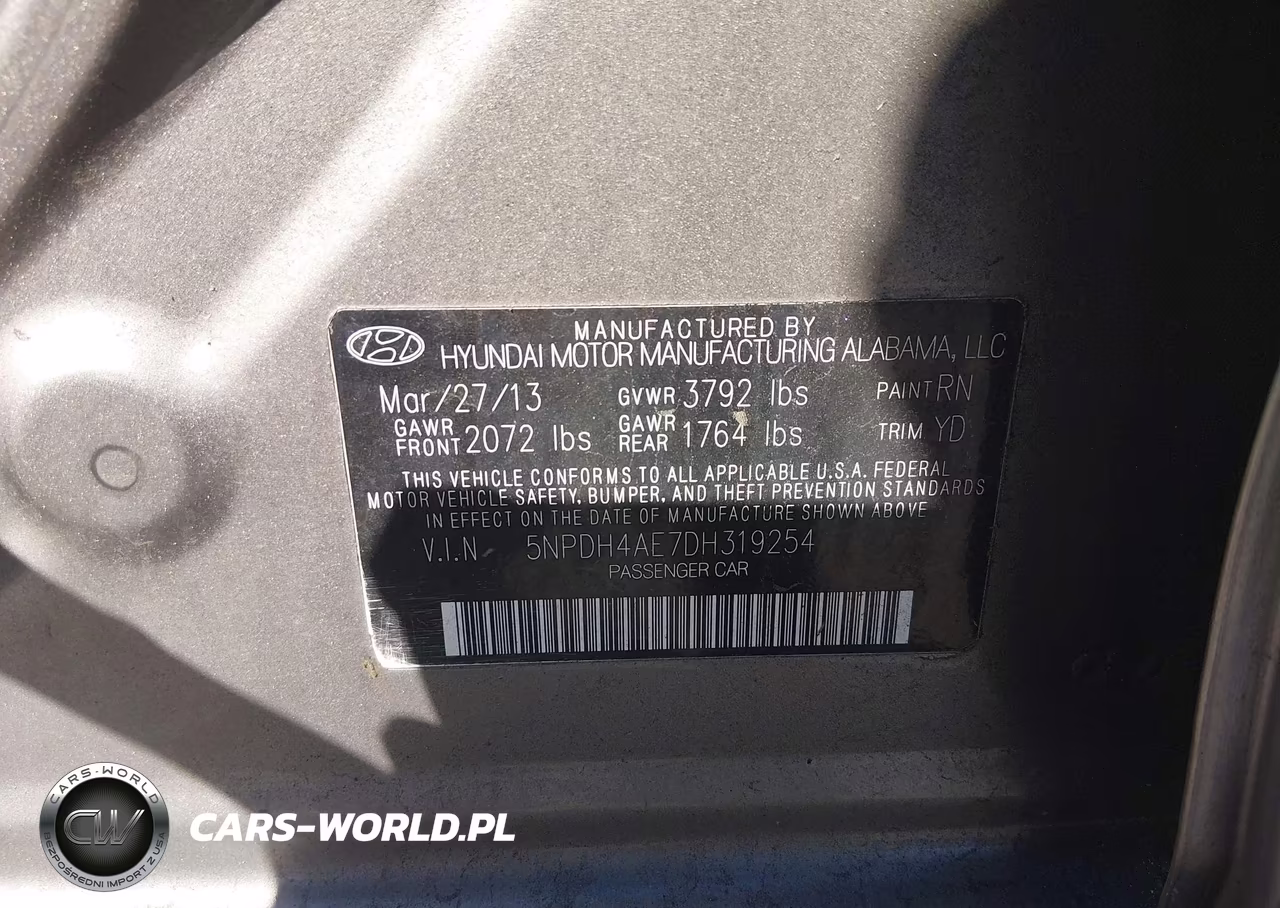 2013 Hyundai Elantra Gls Pzev VIN:5NPDH4AE7DH319254 - 9