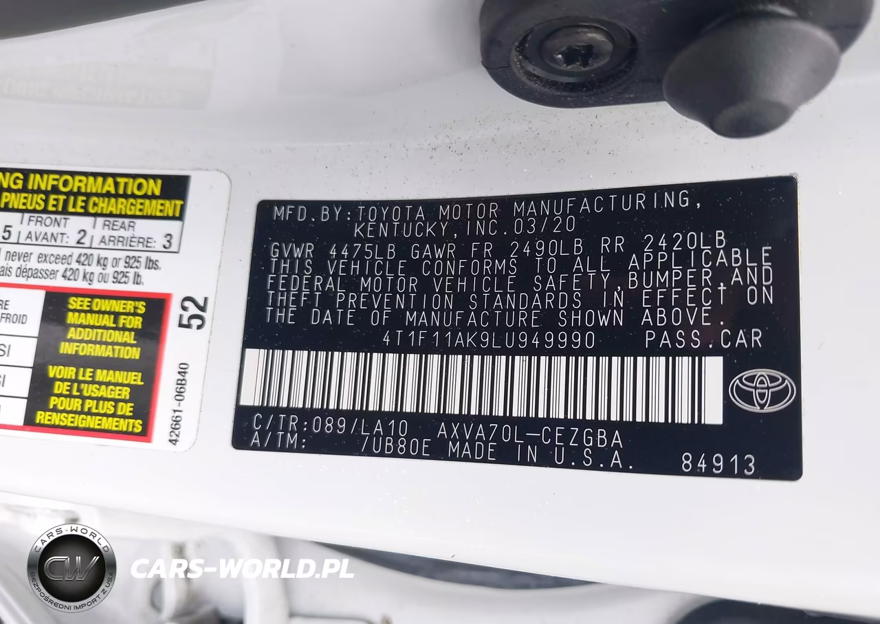 2020 Toyota Camry Xle VIN:4T1F11AK9LU949990 - 9