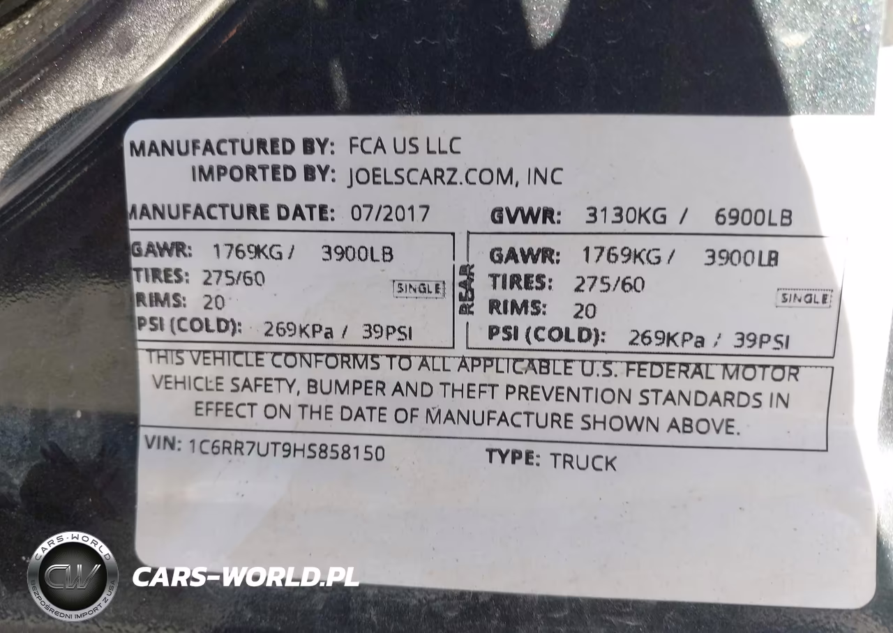 2017 Ram 1500 Sport VIN:1C6RR7UT9HS858150 - 9