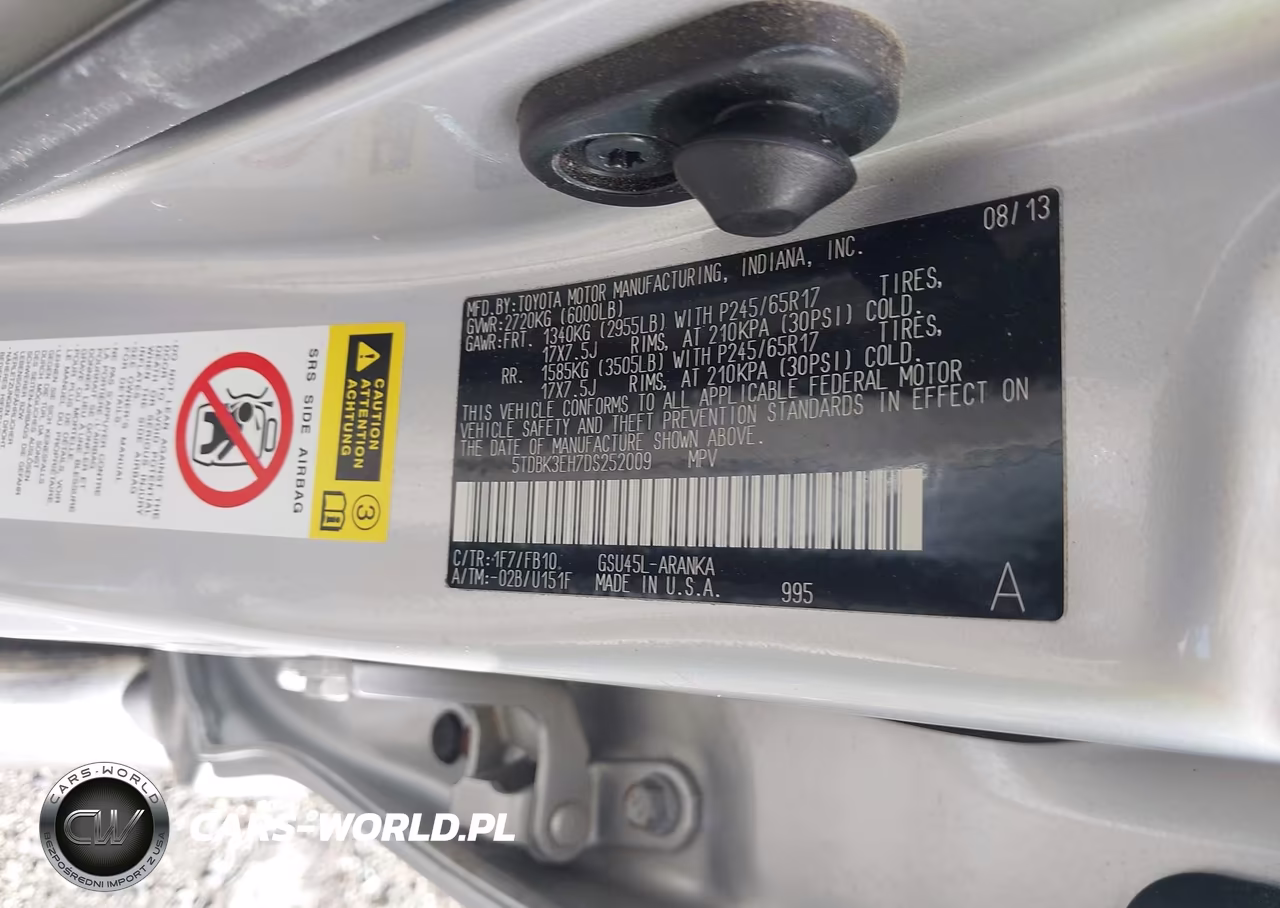 2013 Toyota Highlander Base V6 VIN:5TDBK3EH7DS252009 - 9