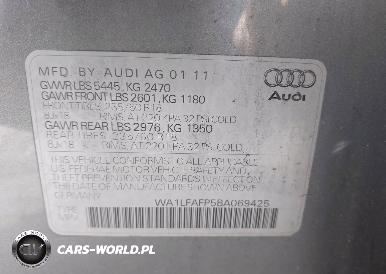 2011 Audi Q5 2.0T Premium VIN:WA1LFAFP5BA069425 - 9