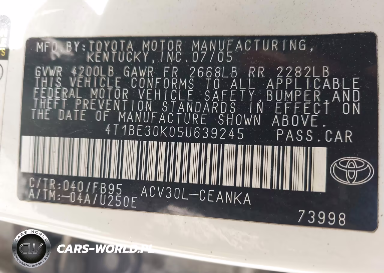 2005 Toyota Camry Le VIN:4T1BE30K05U639245 - 9