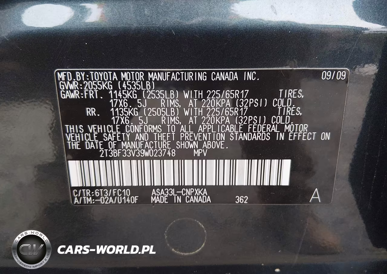 2009 Toyota Rav4 VIN:2T3BF33V39W023748 - 9