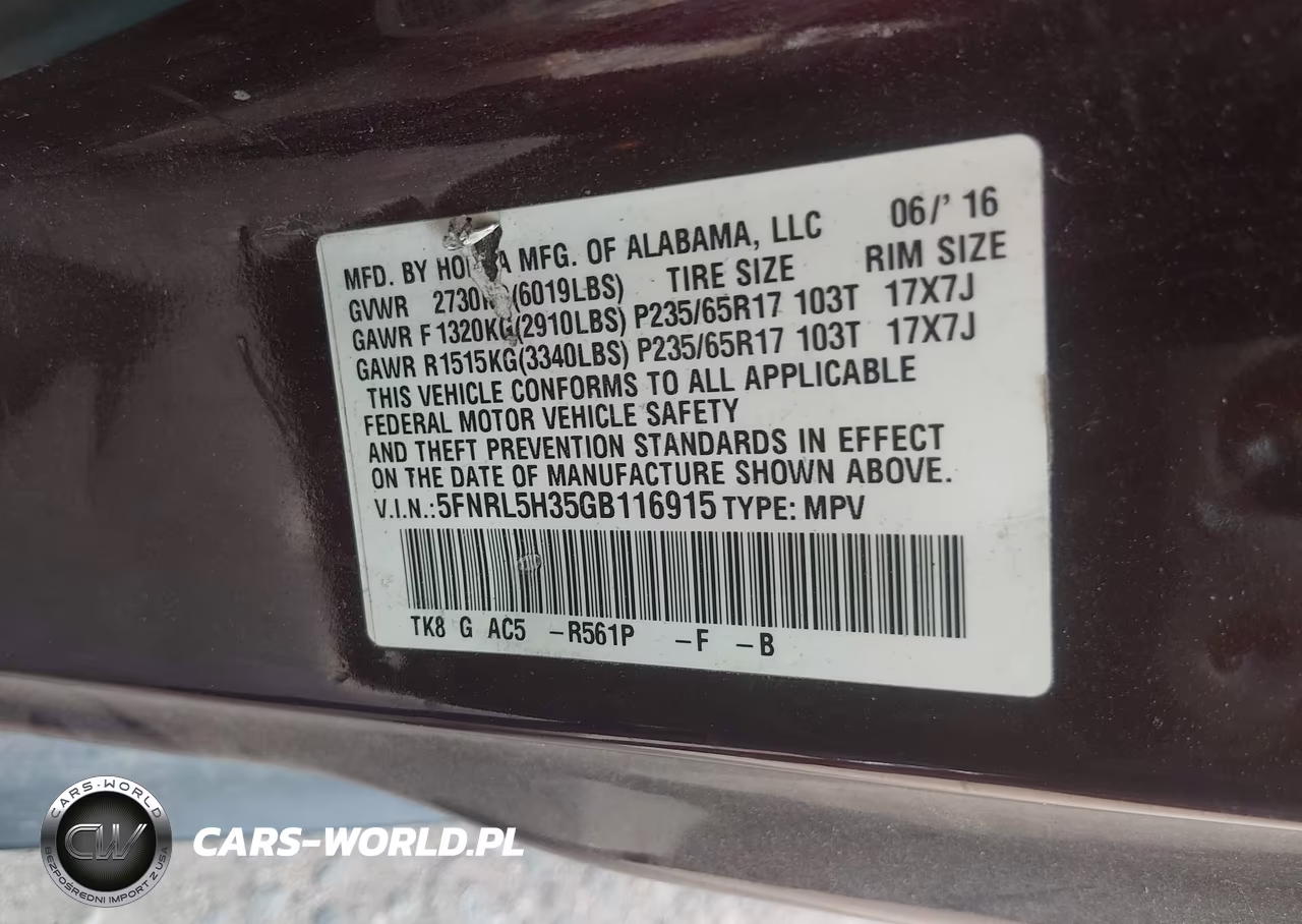 2016 Honda Odyssey Se VIN:5FNRL5H35GB116915 - 9