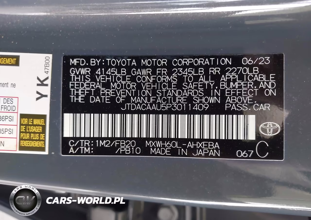 2023 Toyota Prius Le VIN:JTDACAAU5P3011409 - 9