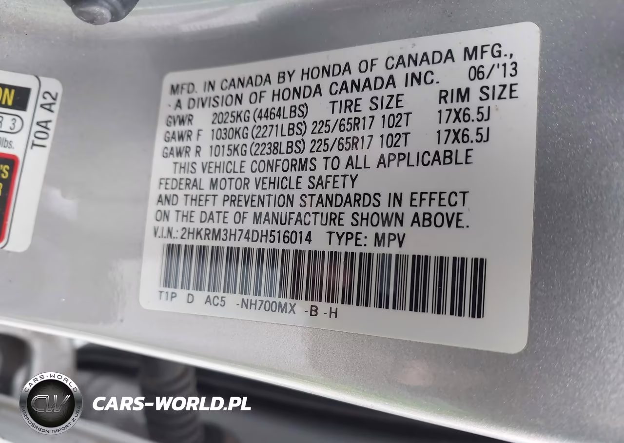 2013 Honda Cr-V Ex-L VIN:2HKRM3H74DH516014 - 9