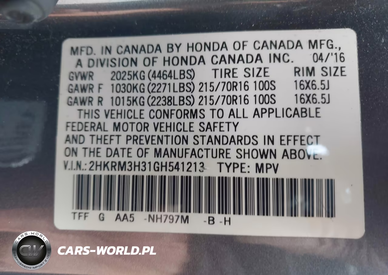 2016 Honda Cr-V Lx VIN:2HKRM3H31GH541213 - 9
