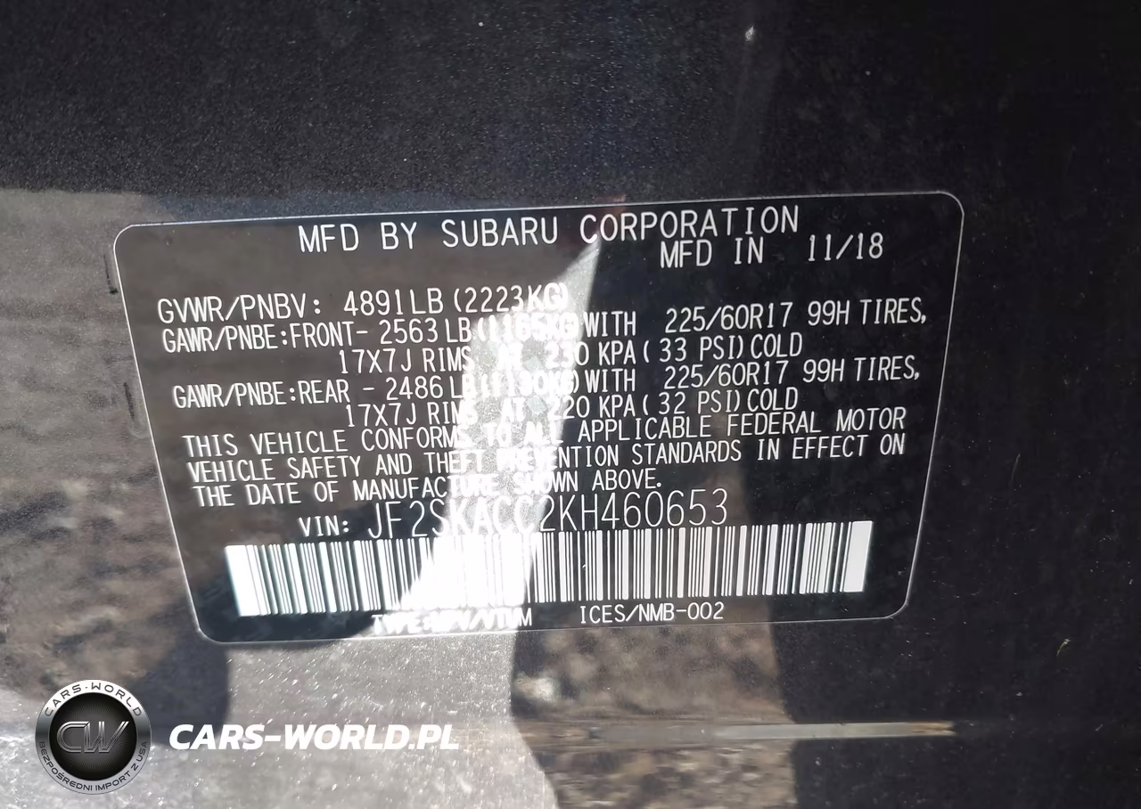 2019 Subaru Forester VIN:JF2SKACC2KH460653 - 9