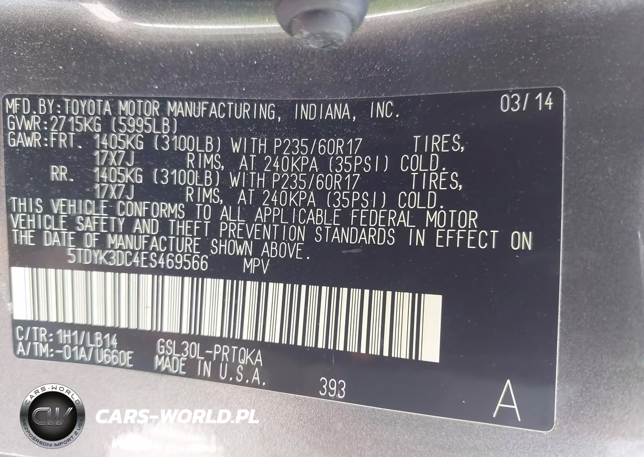 2014 Toyota Sienna Xle V6 8 Passenger VIN:5TDYK3DC4ES469566 - 9
