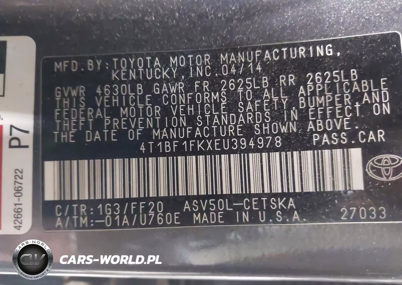 2014 Toyota Camry Se VIN:4T1BF1FKXEU394978 - 9