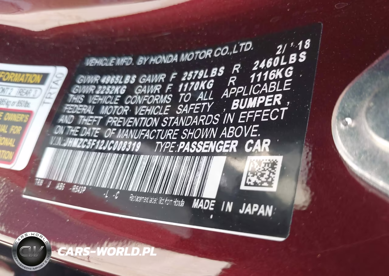 2018 Honda Clarity Plug-In Hybrid VIN:JHMZC5F12JC008319 - 9
