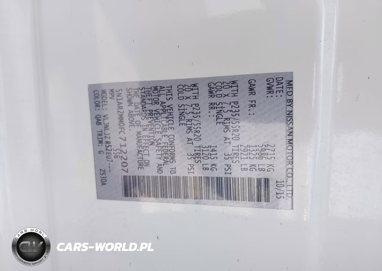 2015 Nissan Pathfinder Platinum-S-Sl-Sv VIN:5N1AR2MM0FC712207 - 9