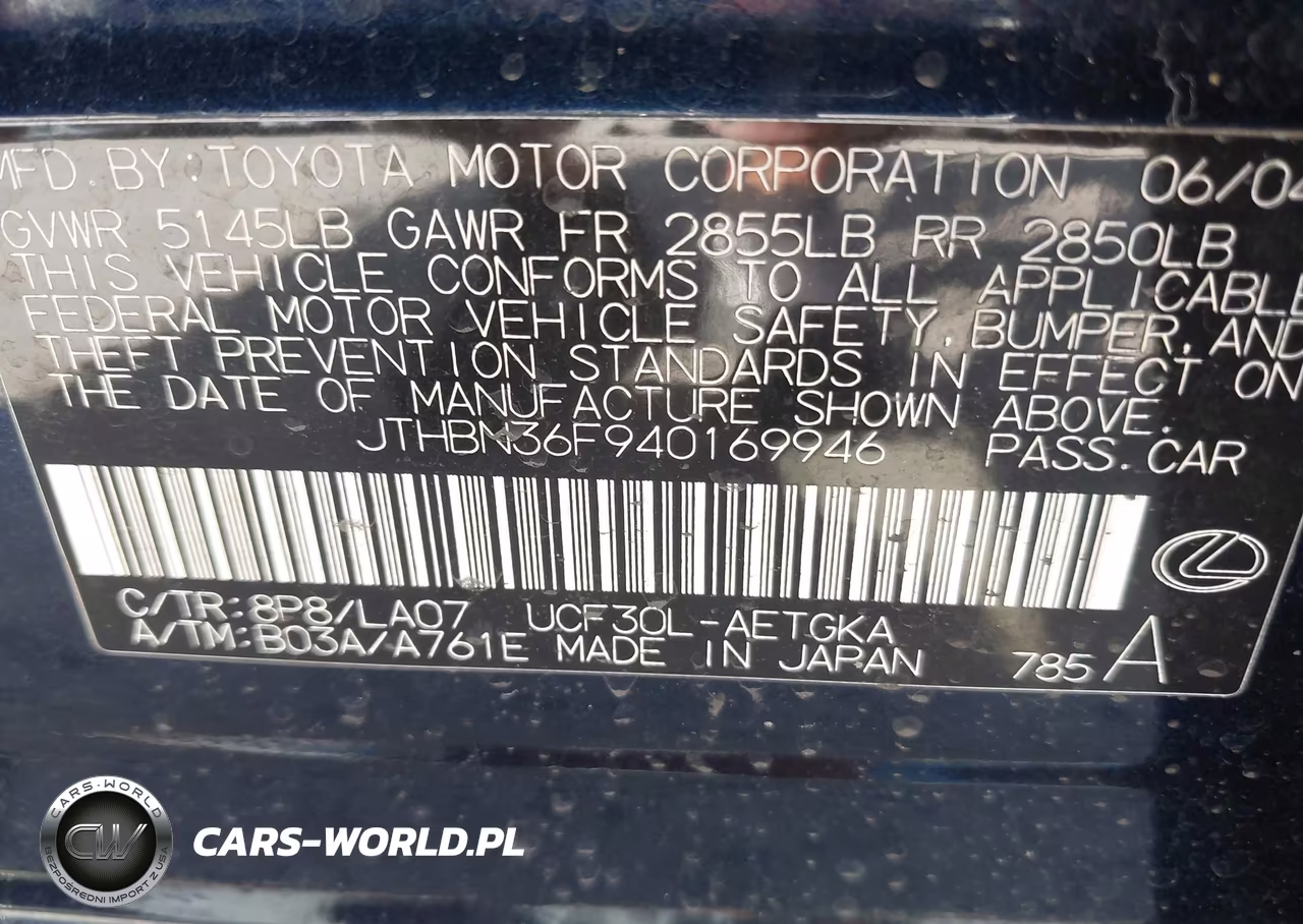 2004 Lexus Ls 430 VIN:JTHBN36F940169946 - 9