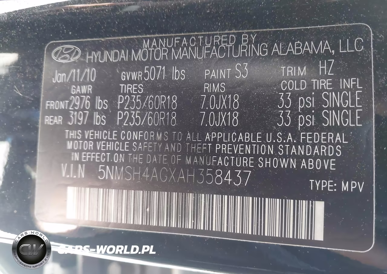 2010 Hyundai Santa Fe Se VIN:5NMSH4AGXAH358437 - 9