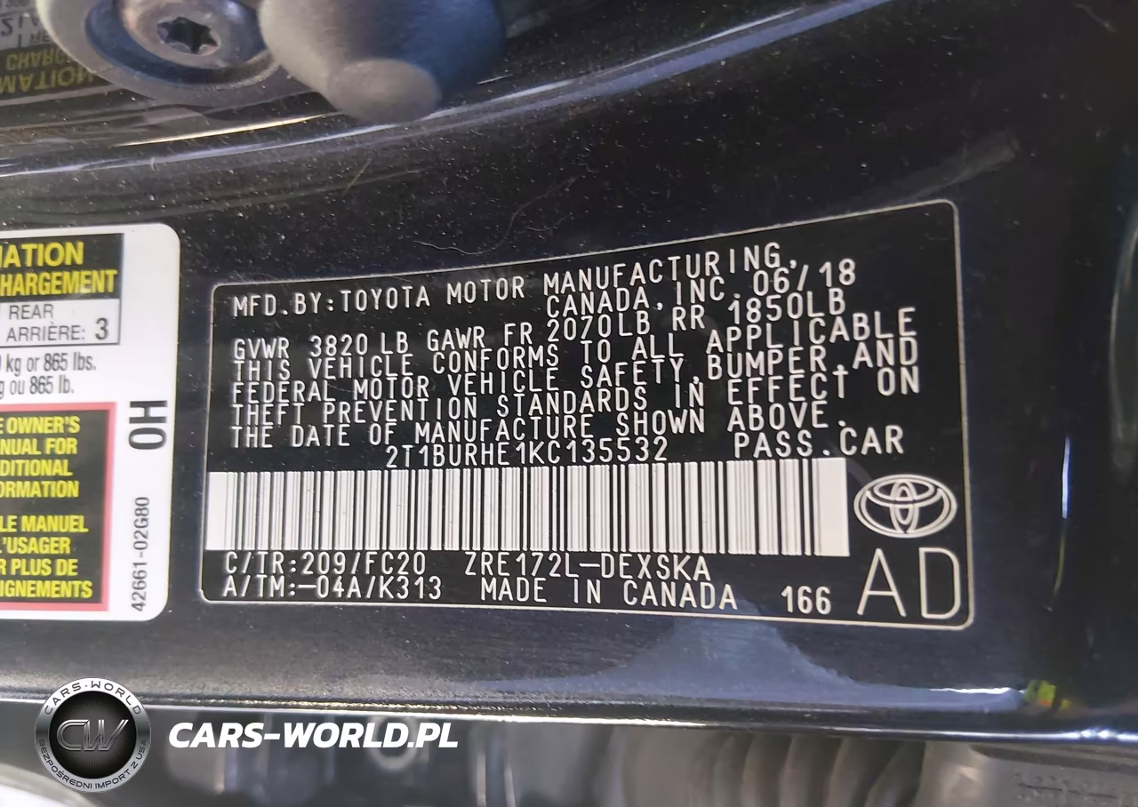 2019 Toyota Corolla Se VIN:2T1BURHE1KC135532 - 9