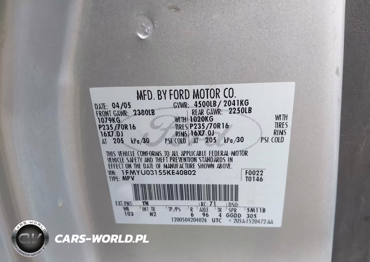 2005 Ford Escape Xlt VIN:1FMYU03155KE40802 - 9