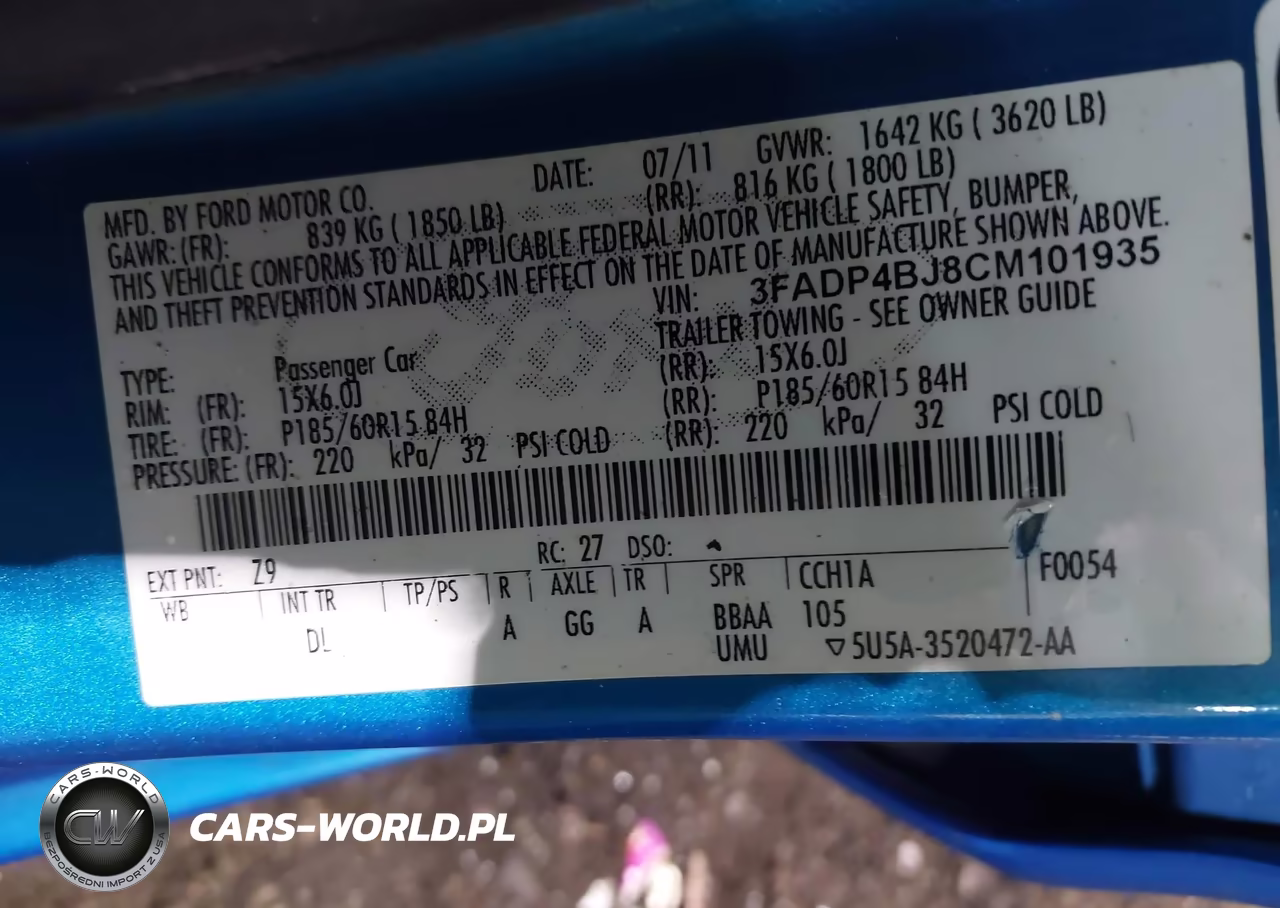 2012 Ford Fiesta Se VIN:3FADP4BJ8CM101935 - 9