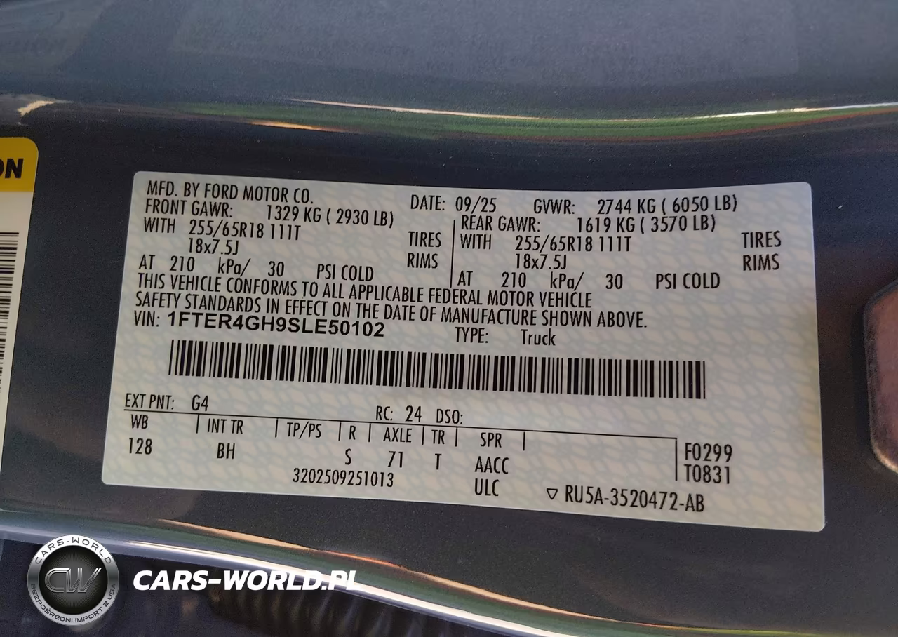 2025 Ford Ranger Xlt VIN:1FTER4GH9SLE50102 - 9