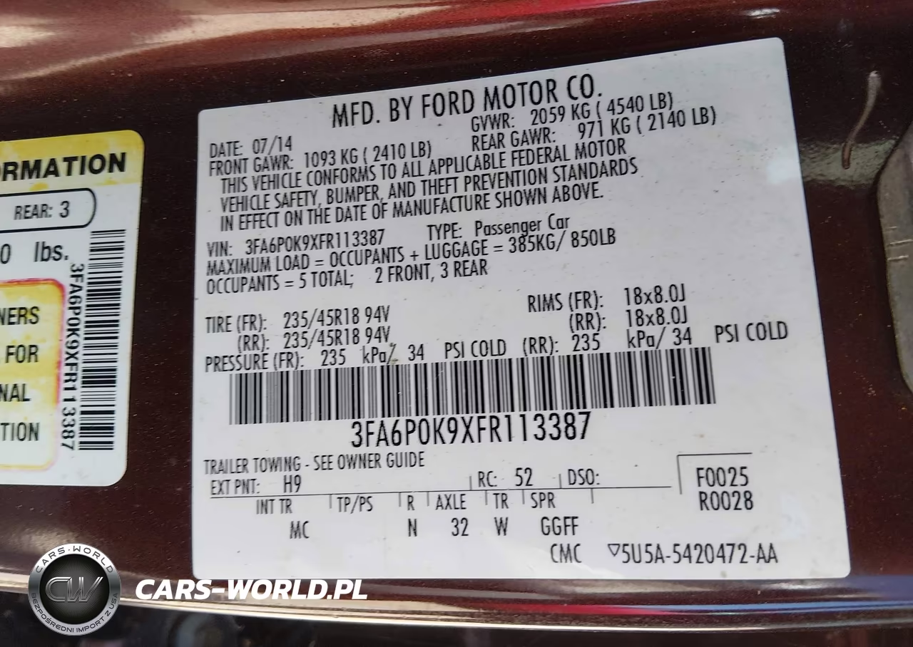 2015 Ford Fusion Titanium VIN:3FA6P0K9XFR113387 - 9