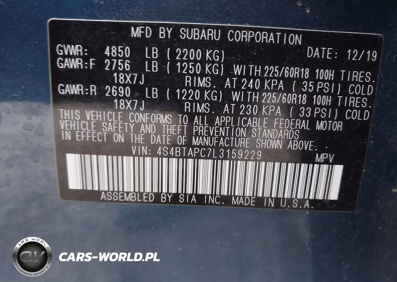 2020 Subaru Outback Touring VIN:4S4BTAPC7L3159229 - 9