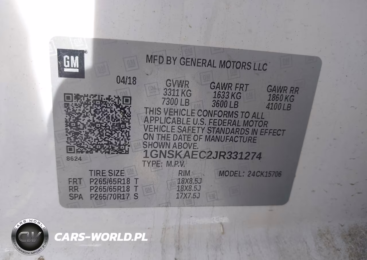 2018 Chevrolet Tahoe Ls VIN:1GNSKAEC2JR331274 - 9