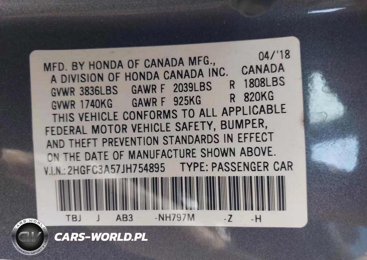 2018 Honda Civic Si VIN:2HGFC3A57JH754895 - 9