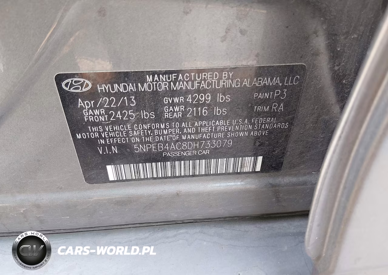 2013 Hyundai Sonata Gls VIN:5NPEB4AC8DH733079 - 9