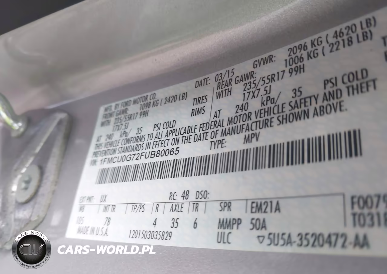 2015 Ford Escape Se VIN:1FMCU0G72FUB80065 - 9