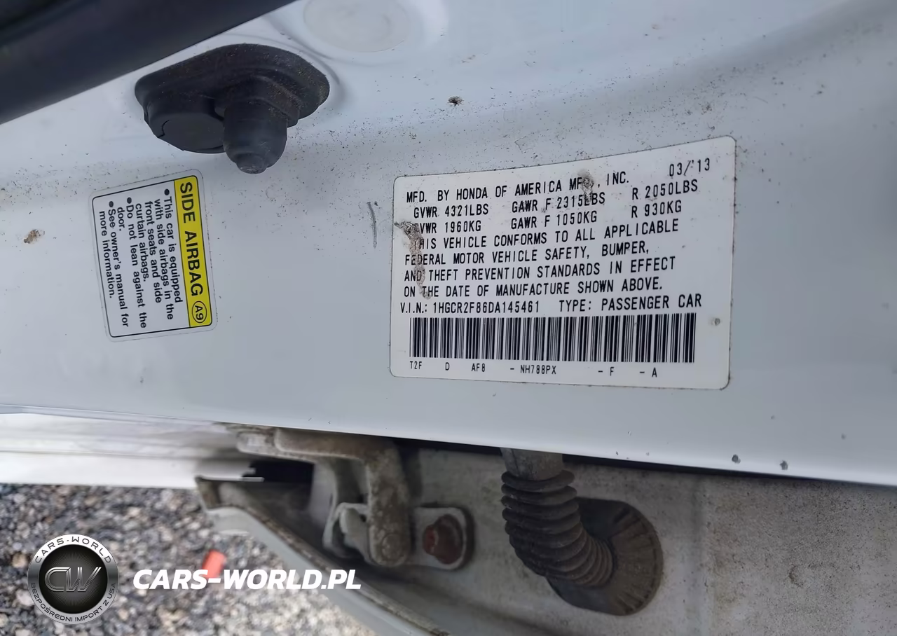 2013 Honda Accord Ex-L VIN:1HGCR2F86DA145461 - 9