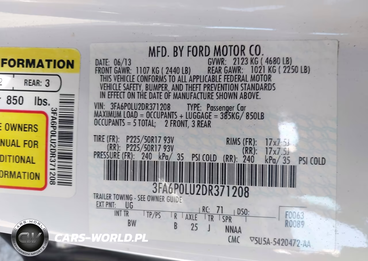 2013 Ford Fusion Hybrid Se VIN:3FA6P0LU2DR371208 - 9