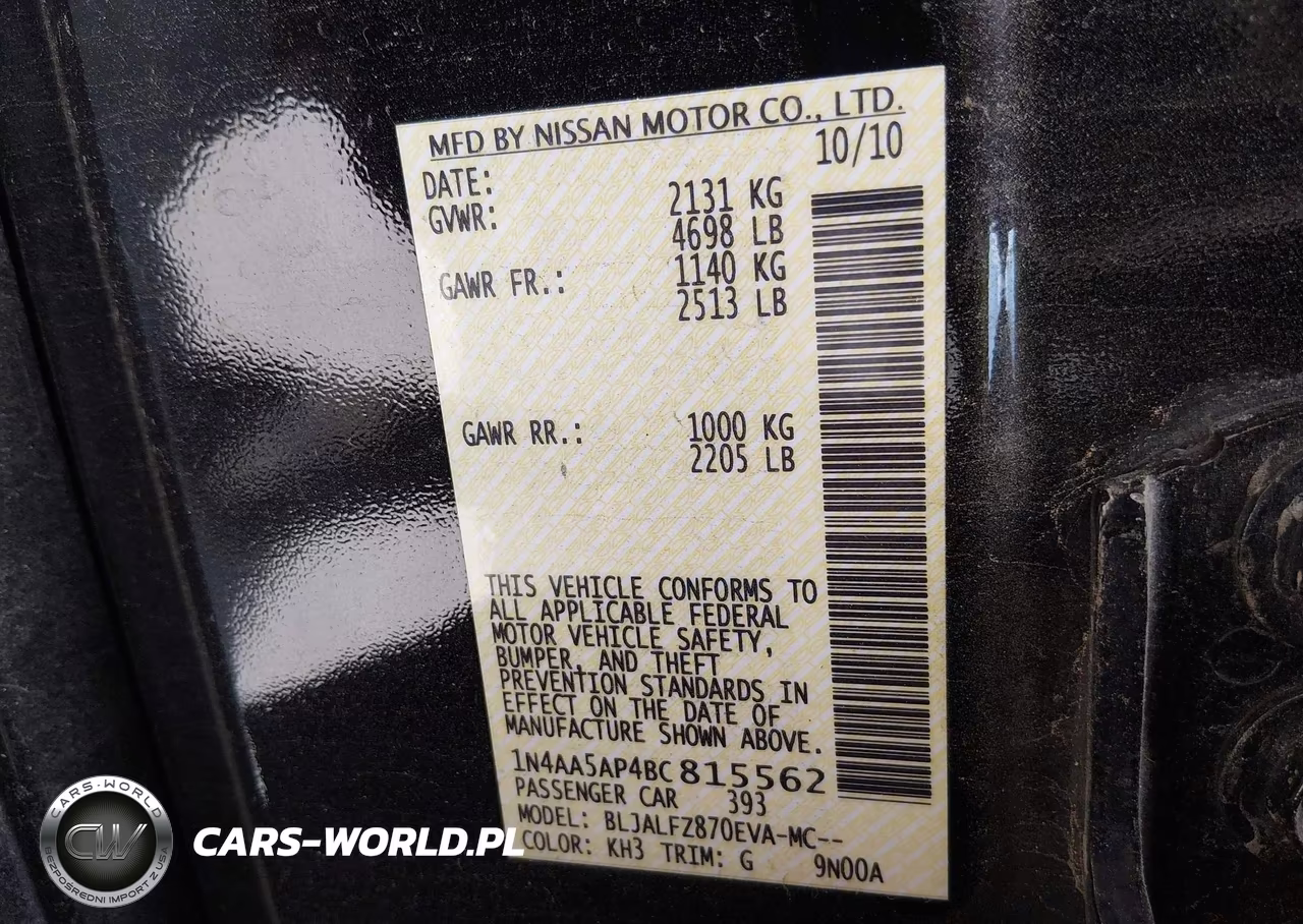 2011 Nissan Maxima 3.5 Sv VIN:1N4AA5AP4BC815562 - 9