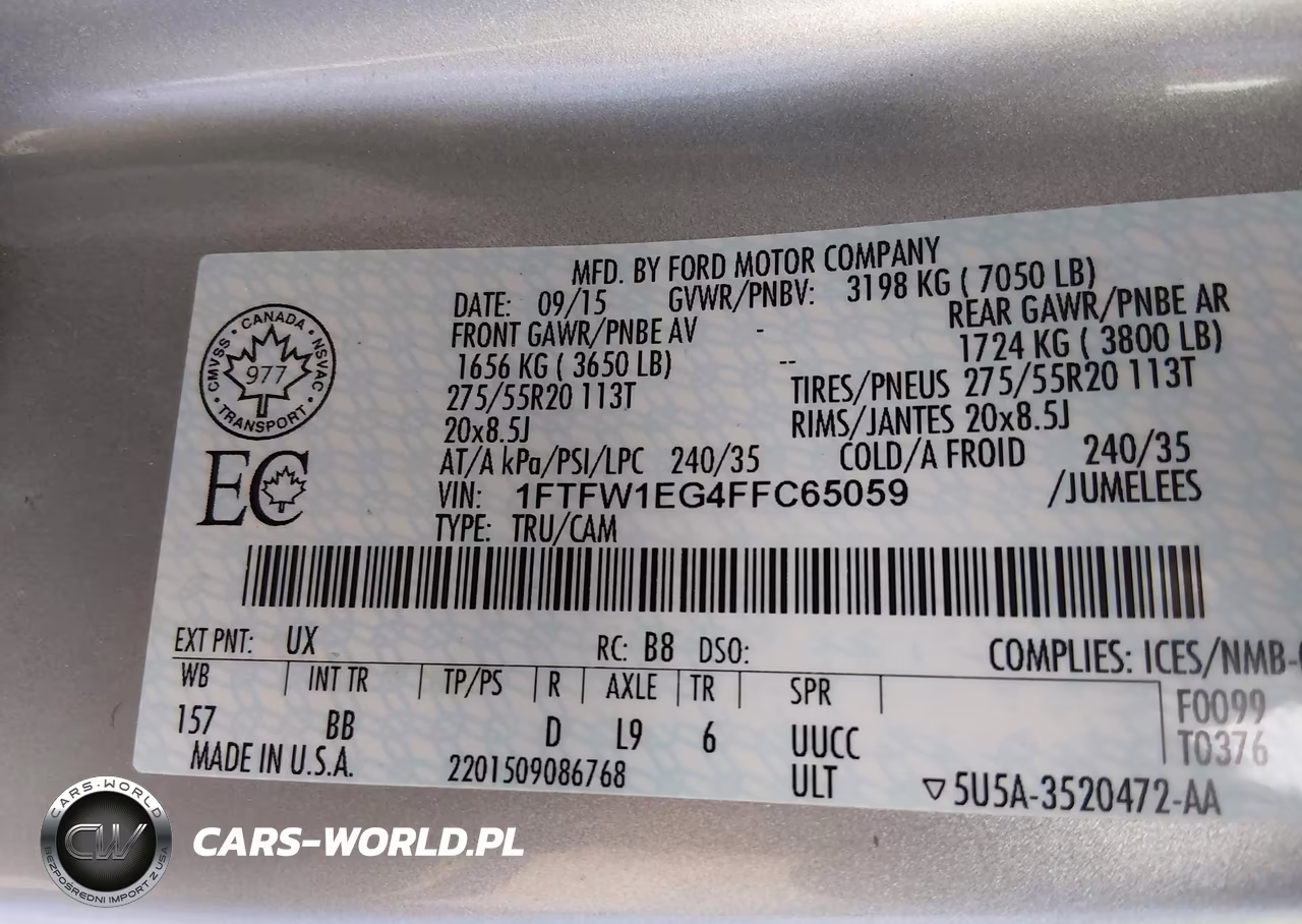 2015 Ford F-150 Platinum VIN:1FTFW1EG4FFC65059 - 9