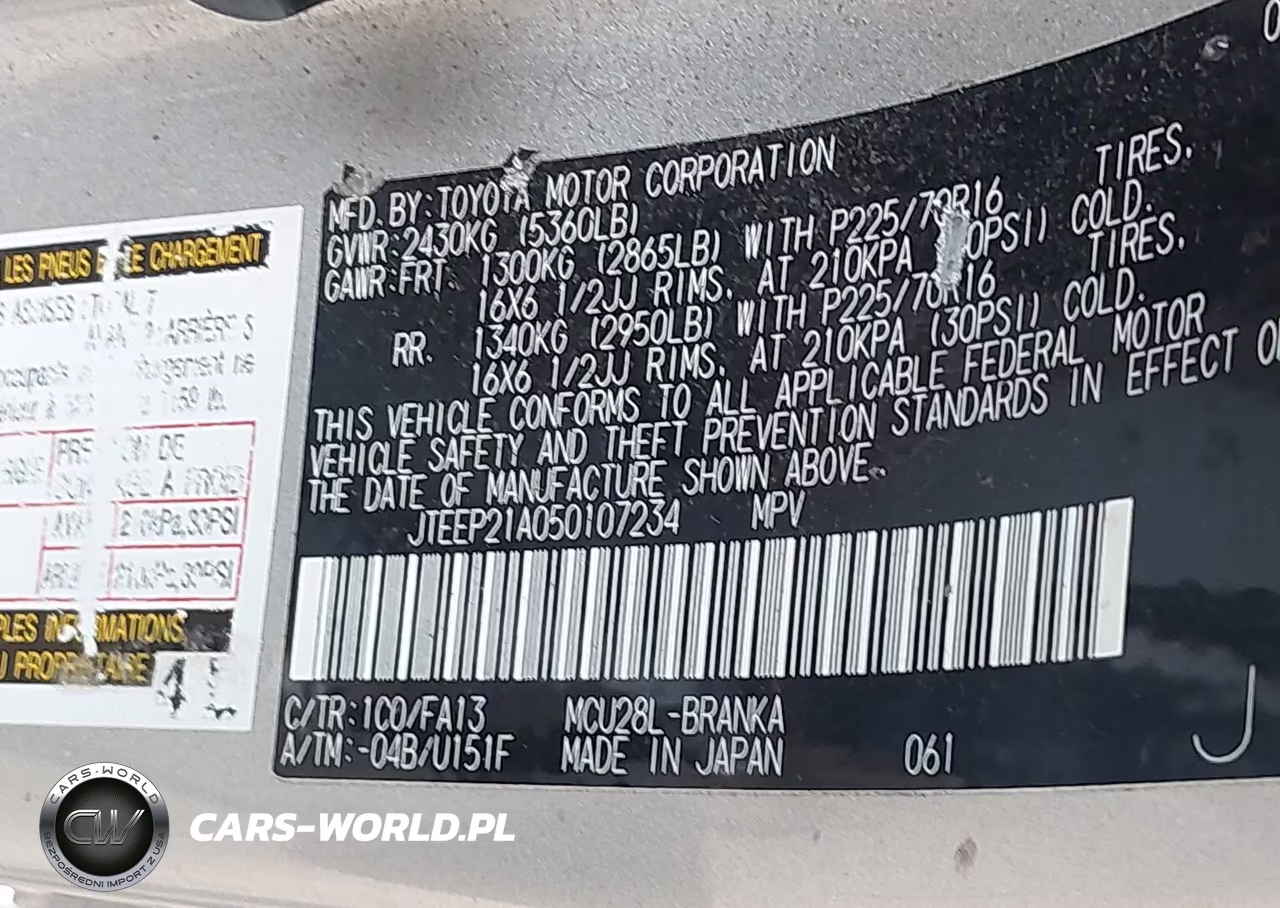 2005 Toyota Highlander V6 VIN:JTEEP21A050107234 - 9