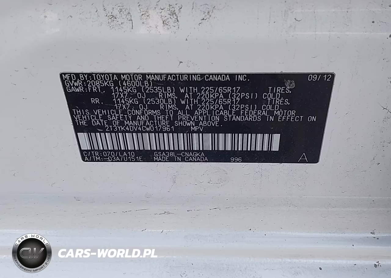 2012 Toyota Rav4 Limited VIN:2T3YK4DV4CW017961 - 9