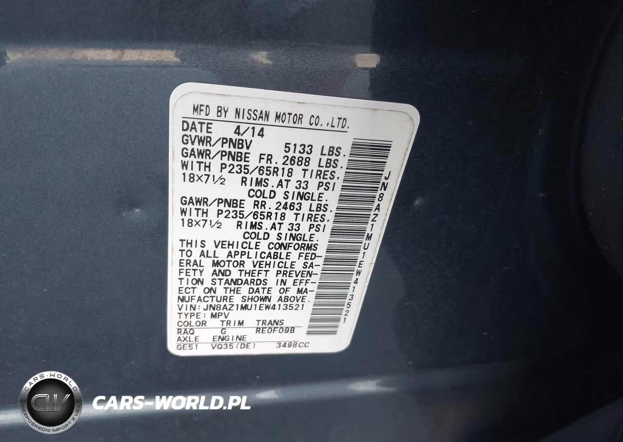 2014 Nissan Murano Sl VIN:JN8AZ1MU1EW413521 - 9