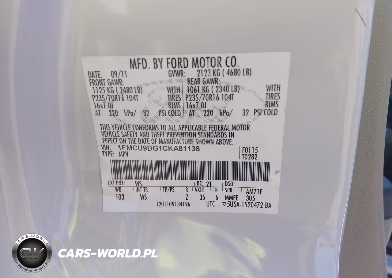 2012 Ford Escape Xlt VIN:1FMCU9DG1CKA81138 - 9