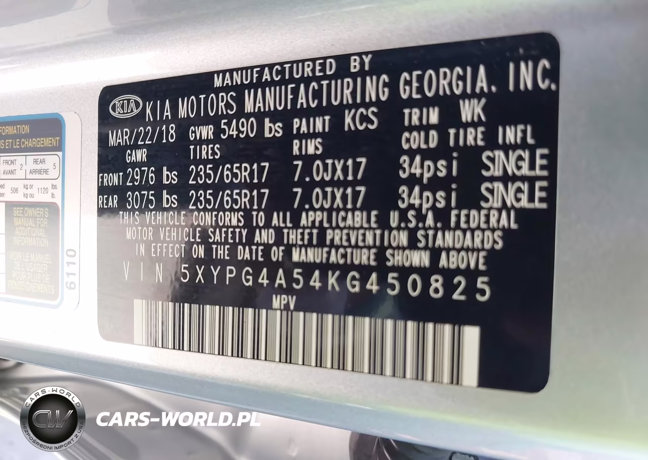 2019 Kia Sorento 3.3L Lx VIN:5XYPG4A54KG450825 - 9