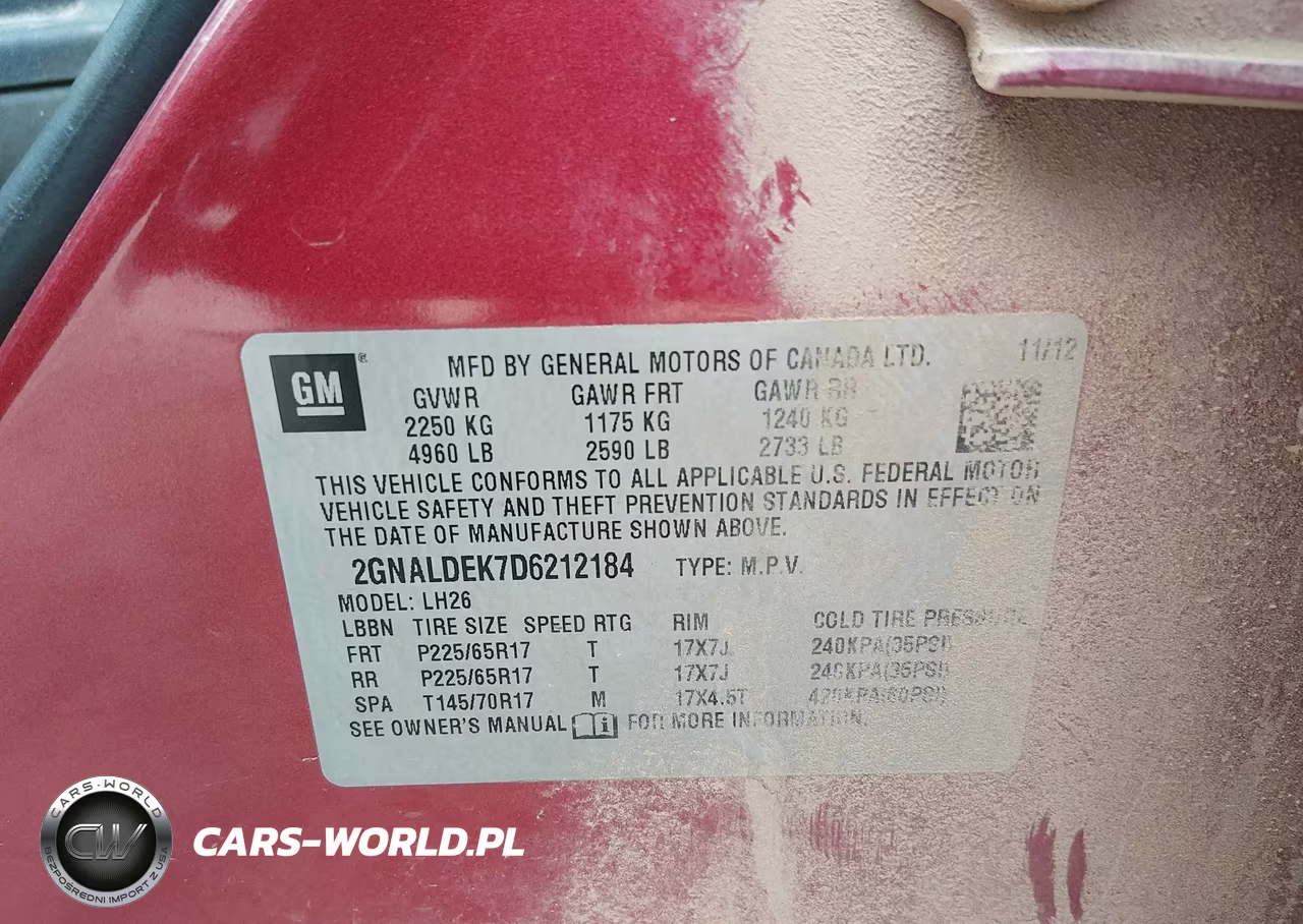 2013 Chevrolet Equinox Lt VIN:2GNALDEK7D6212184 - 9